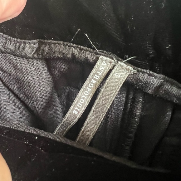 NWT new small Anthropologie wide leg velvet pants black - Picture 7 of 17